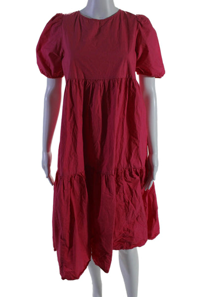 Peter Som Collective Womens Puff Sleeve Tiered Dress Pink Size 2 14354634