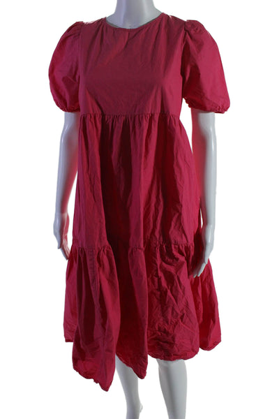 Peter Som Collective Womens Puff Sleeve Tiered Dress Pink Size 2 14354634