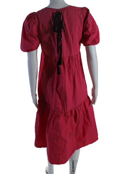 Peter Som Collective Womens Puff Sleeve Tiered Dress Pink Size 2 14354634