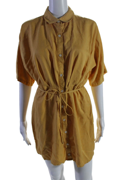 Thakoon Collective Womens Yellow Tie Waist Shirtdress Yellow Size 4 15804601