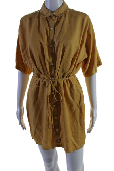 Thakoon Collective Womens Yellow Tie Waist Shirtdress Yellow Size 4 15804601