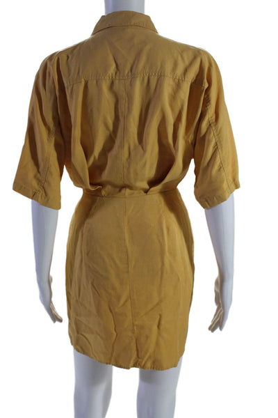 Thakoon Collective Womens Yellow Tie Waist Shirtdress Yellow Size 4 15804601
