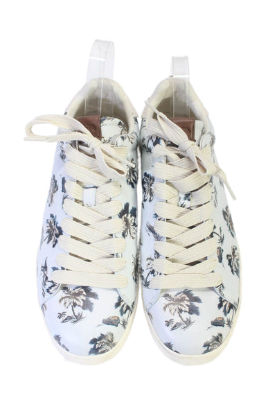 Coach Mens Light Blue Leather Dinosaur Print Low Top Sneakers Shoes Size 12D