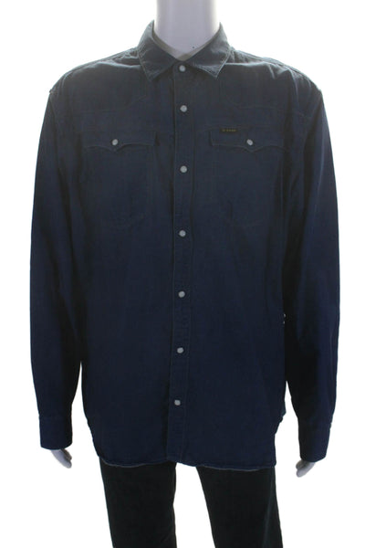 G-Star Raw Mens Cotton Snap Button Denim Long Sleeve Buttoned-Down Blue Size 3XL