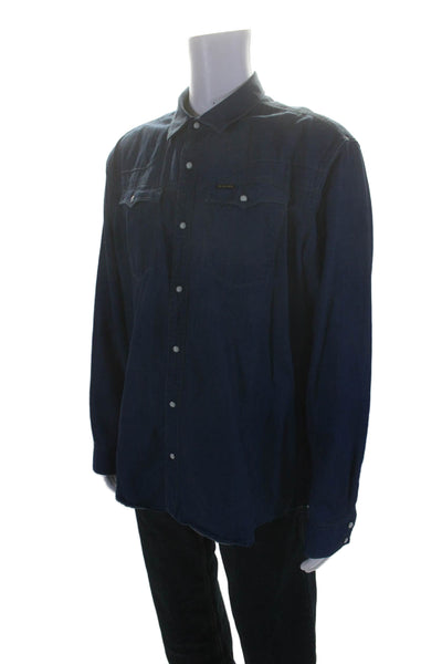 G-Star Raw Mens Cotton Snap Button Denim Long Sleeve Buttoned-Down Blue Size 3XL