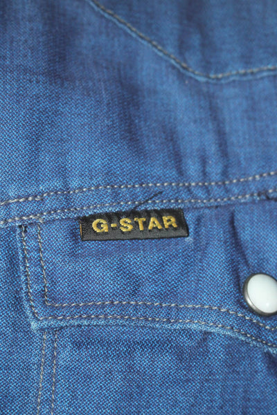 G-Star Raw Mens Cotton Snap Button Denim Long Sleeve Buttoned-Down Blue Size 3XL