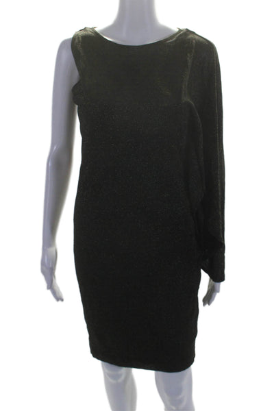 Ted Baker Womesn Metallic One Sleeve Shift Dress Black Gold Size 3