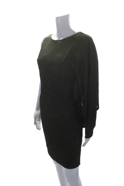 Ted Baker Womesn Metallic One Sleeve Shift Dress Black Gold Size 3