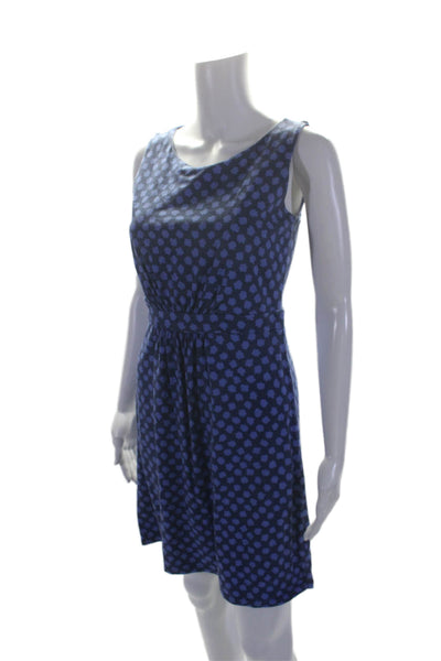 Boden Womens Cotton Spotted Print Sleeveless Shift Dress Blue Size 6