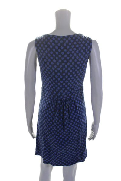 Boden Womens Cotton Spotted Print Sleeveless Shift Dress Blue Size 6