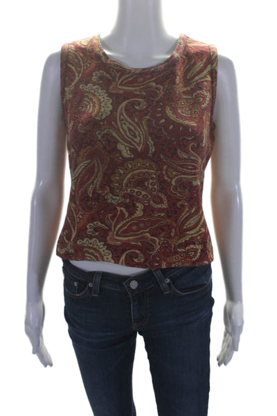 St. John Sport By Marie Gray Womens Paisley Print Knit Tank Top Red Size P