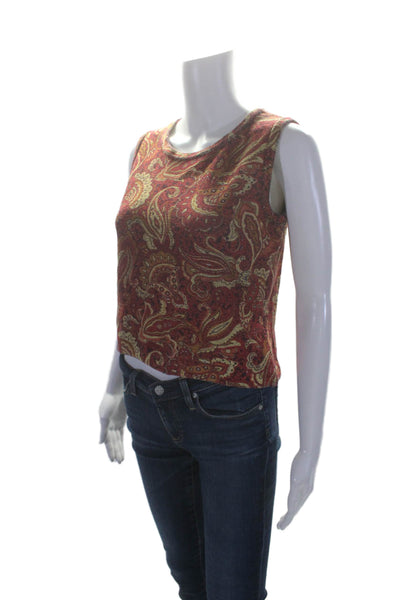 St. John Sport By Marie Gray Womens Paisley Print Knit Tank Top Red Size P