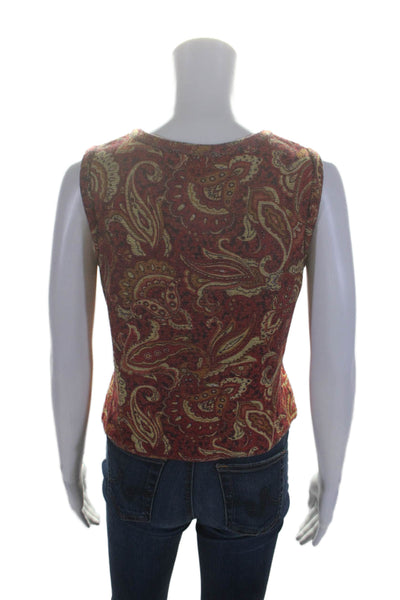 St. John Sport By Marie Gray Womens Paisley Print Knit Tank Top Red Size P