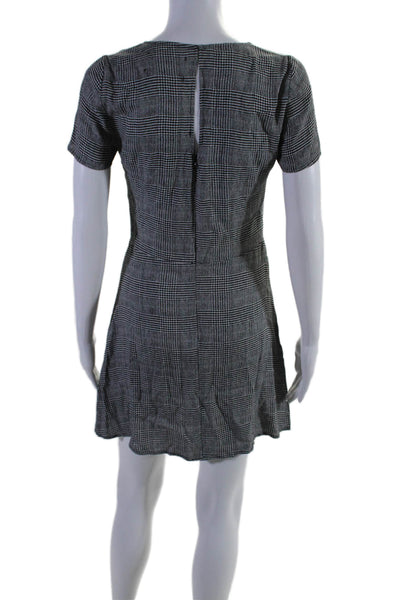 Reformation Womens Striped Checkered V-neck Zipped Dress Black White Size