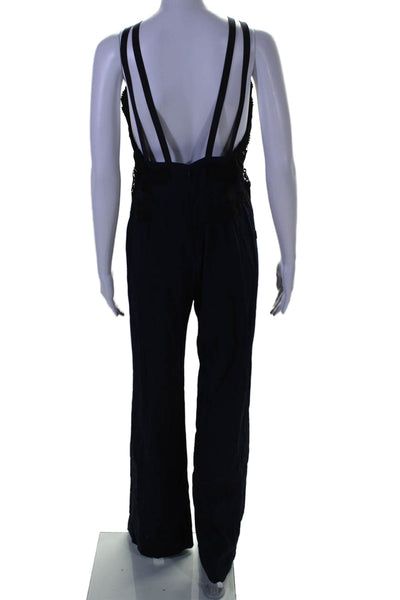 Jonathan Simkhai Womens Crochet Sleeveless Jumpsuit Navy Blue Black Size 4