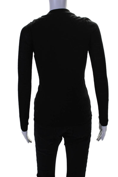 Givenchy Womens Ruffled Long Sleeves Crew Neck Sweater Black Wool Size Small