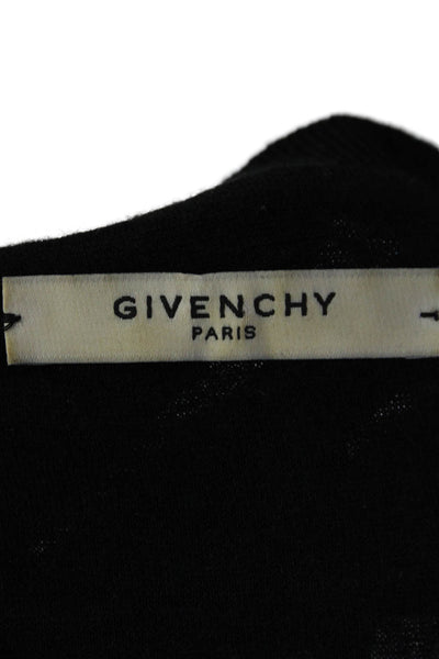 Givenchy Womens Ruffled Long Sleeves Crew Neck Sweater Black Wool Size Small