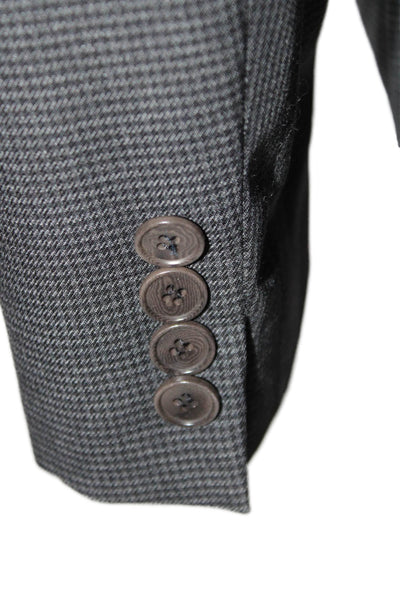 Zanella Mens Wool Gray Houndstooth Two Button Long Sleeve Blazer Size 40