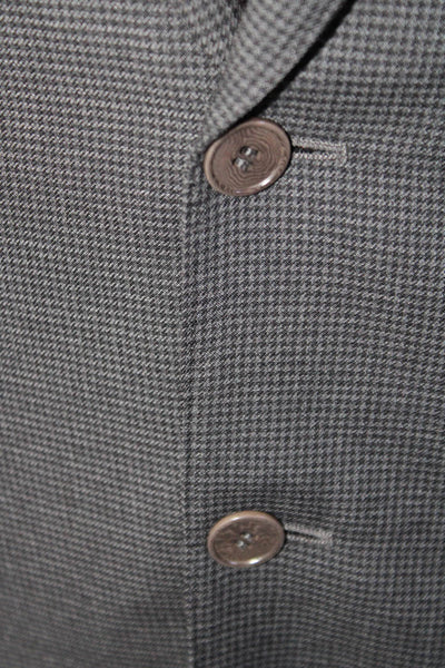 Zanella Mens Wool Gray Houndstooth Two Button Long Sleeve Blazer Size 40