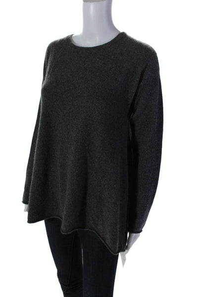 Velvet Womens Long Sleeve Crew Neck Cashmere Sweater Dark Gray Size Medium