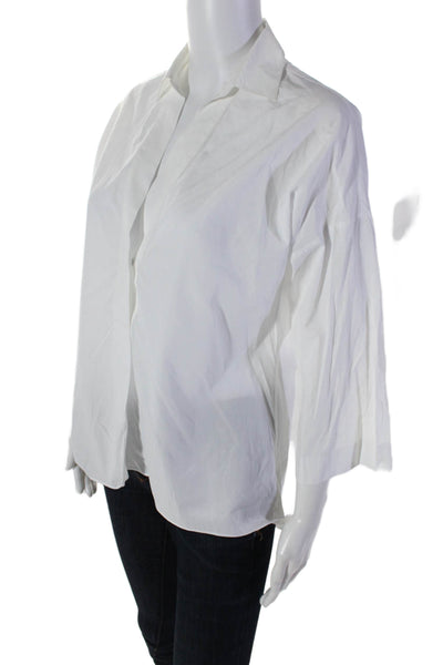 Walter Voulaz Womens Button Down Long Sleeve Collared Top White Size 42