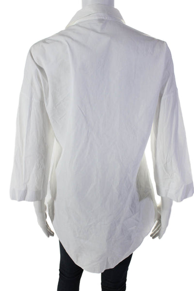 Walter Voulaz Womens Button Down Long Sleeve Collared Top White Size 42