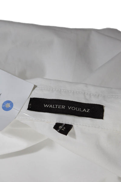 Walter Voulaz Womens Button Down Long Sleeve Collared Top White Size 42