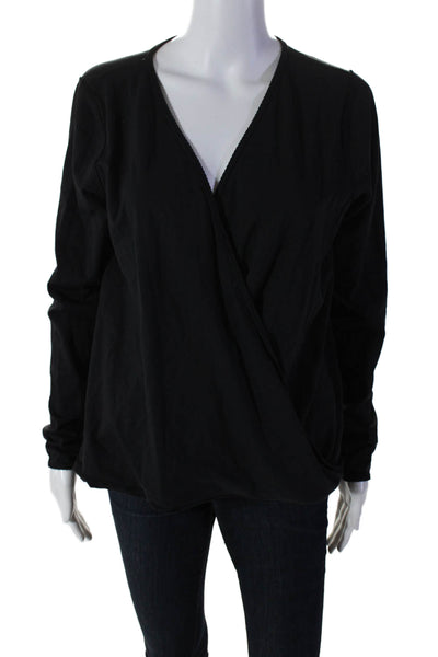 Lululemon Womens Long Sleeved Front Wrapped V Neck Top Black Size M