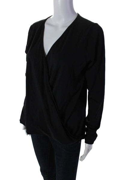 Lululemon Womens Long Sleeved Front Wrapped V Neck Top Black Size M