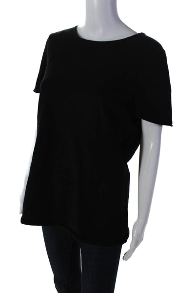 Minnie Rose Womens Cotton Short Sleeve Round Neck Basic Casual Top Black Size XL