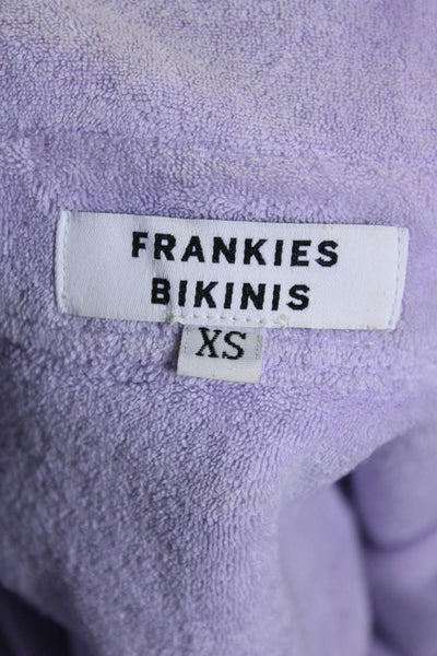 Frankies Bikinis Womens Cotton Blend Button Up Top + Shorts Set Purple Size XS