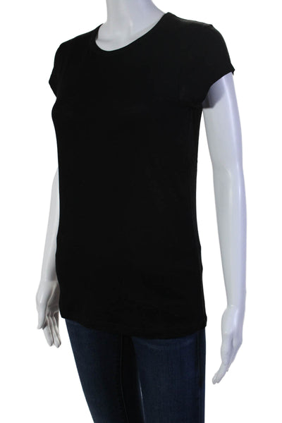 Organic John Patrick Womens Short Sleeves Crew Neck Tee Shirt Black Sz Medium