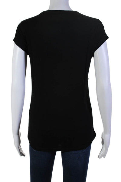 Organic John Patrick Womens Short Sleeves Crew Neck Tee Shirt Black Sz Medium