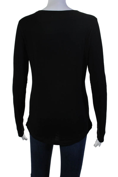 Organic John Patrick Womens Long Sleeves Crew Neck Tee Shirt Black Size Small