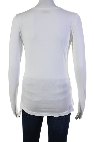 Organic John Patrick Womens Long Sleeves Crew Neck Tee Shirt White Size Small