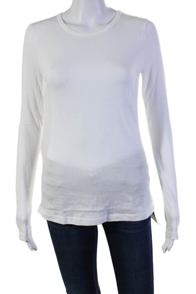 Organic John Patrick Womens Long Sleeves Crew Neck Tee Shirt Top White Size Medi