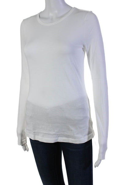 Organic John Patrick Womens Long Sleeves Crew Neck Tee Shirt Top White Size Medi