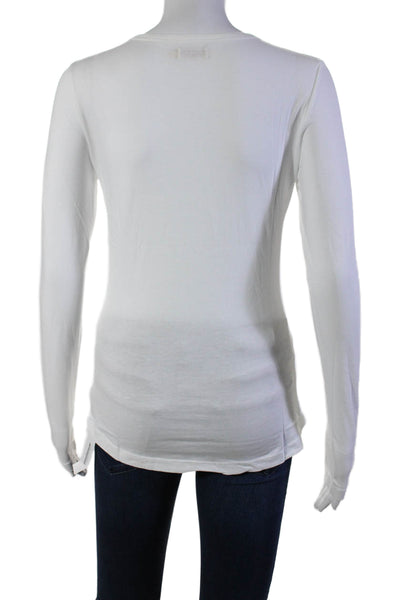 Organic John Patrick Womens Long Sleeves Crew Neck Tee Shirt Top White Size Medi