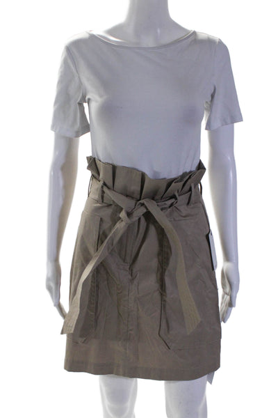 Prose & Poetry Women's Hook Closure Pleated Pockets Mini Skirt Beige Size S