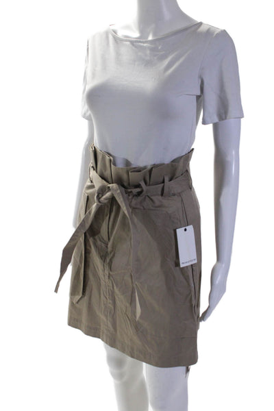 Prose & Poetry Women's Hook Closure Pleated Pockets Mini Skirt Beige Size S