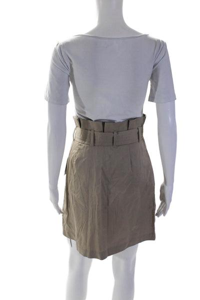 Prose & Poetry Women's Hook Closure Pleated Pockets Mini Skirt Beige Size S