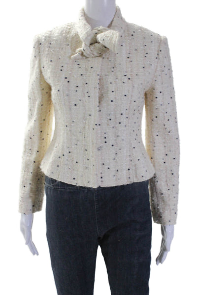 Lee Anderson Womens Spotted Long Sleeve Button Up Blazer Jacket Beige Size S