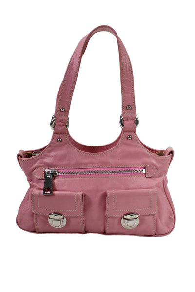 Marc Jacobs Womens Leather Silver Tone Hardware Top Handle Bag Pink Size S