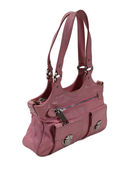 Marc Jacobs Womens Leather Silver Tone Hardware Top Handle Bag Pink Size S