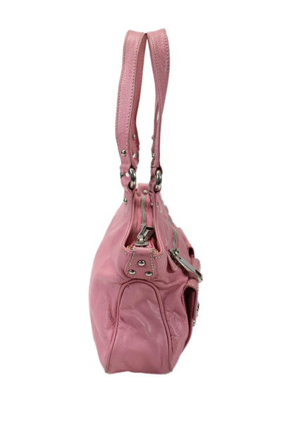 Marc Jacobs Womens Leather Silver Tone Hardware Top Handle Bag Pink Size S