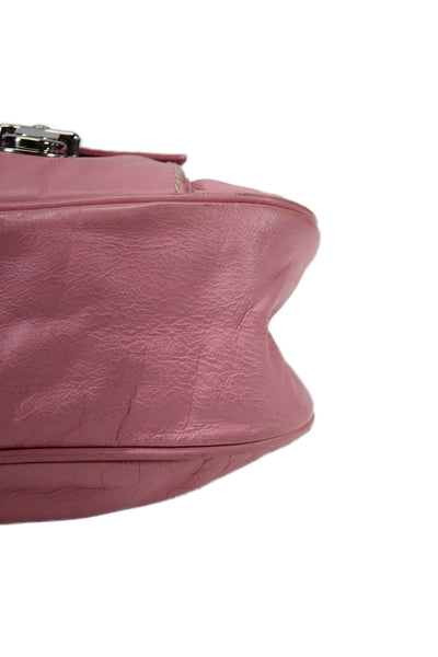 Marc Jacobs Womens Leather Silver Tone Hardware Top Handle Bag Pink Size S