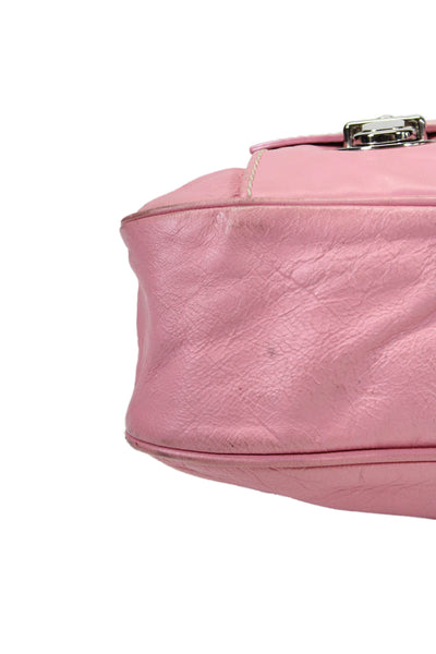 Marc Jacobs Womens Leather Silver Tone Hardware Top Handle Bag Pink Size S