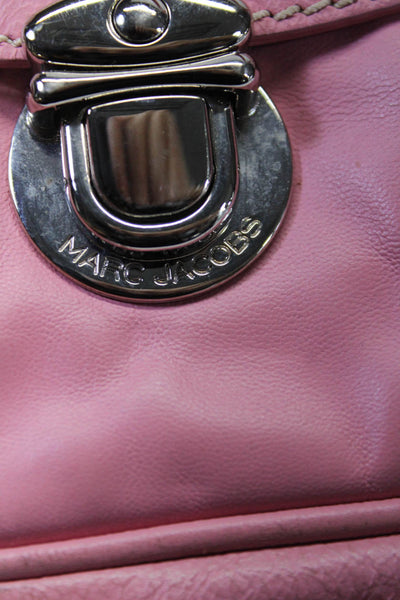 Marc Jacobs Womens Leather Silver Tone Hardware Top Handle Bag Pink Size S