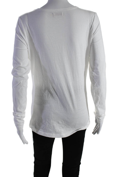 Organic John Patrick Womens Long Sleeves Crew Neck Tee Shirt White Size Medium