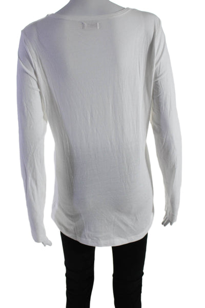 Organic John Patrick Womens Long Sleeves Crew Neck Tee Shirt White Size Large